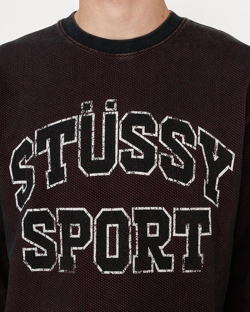 STUSSY 2 TONE COTTON MESH CREW Noir | STUSSY-56206