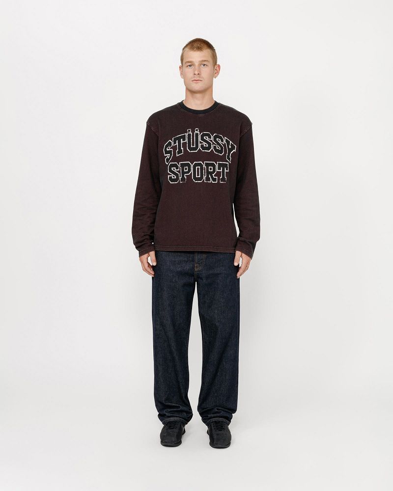 STUSSY 2 TONE COTTON MESH CREW Noir | STUSSY-56206