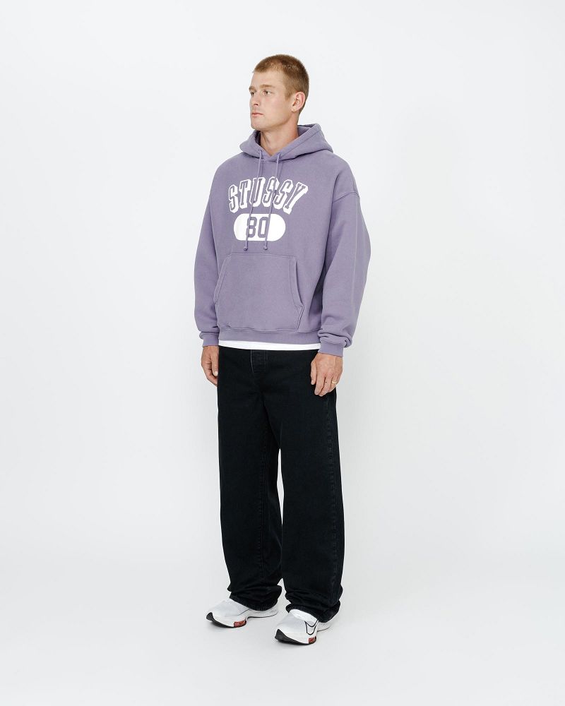 STUSSY 80 RELAXED HOODIE Grise Violette | STUSSY-56276