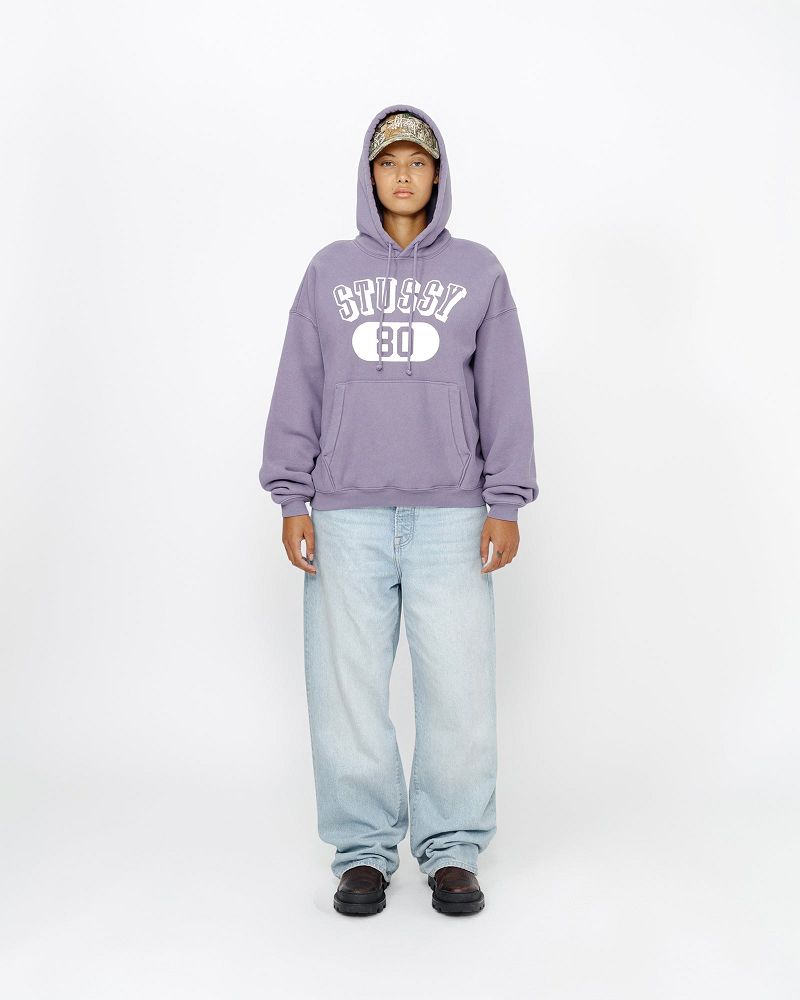 STUSSY 80 RELAXED HOODIE Grise Violette | STUSSY-56276