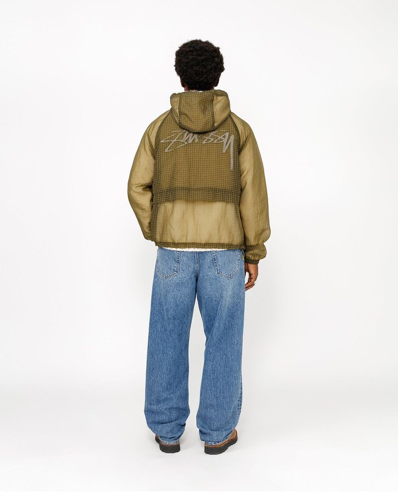 STUSSY BEACH SHELL TRANSPARENT RIPSTOP Vert Olive | STUSSY-56400