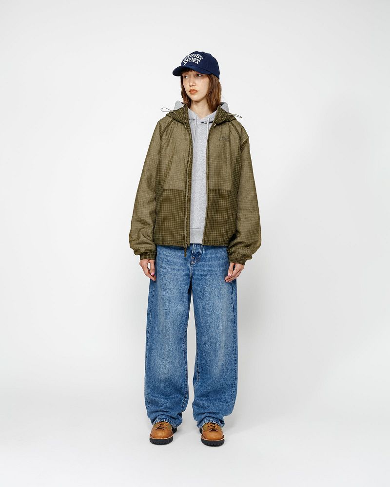 STUSSY BEACH SHELL TRANSPARENT RIPSTOP Vert Olive | STUSSY-56400