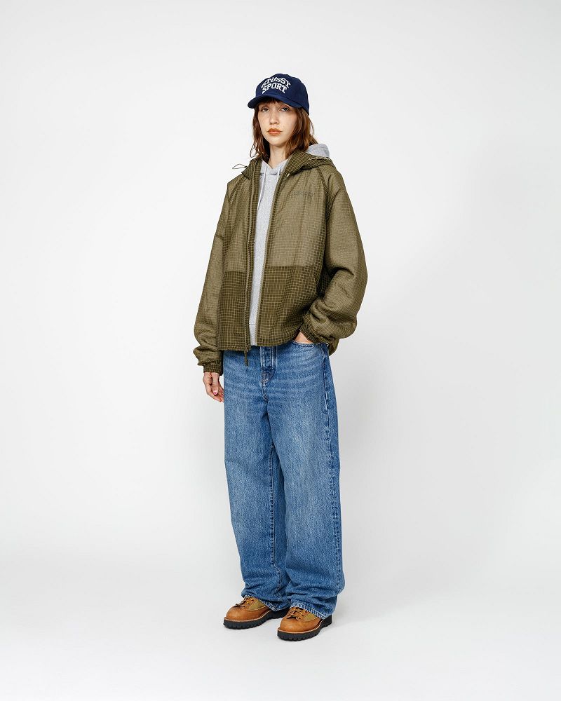STUSSY BEACH SHELL TRANSPARENT RIPSTOP Vert Olive | STUSSY-56400