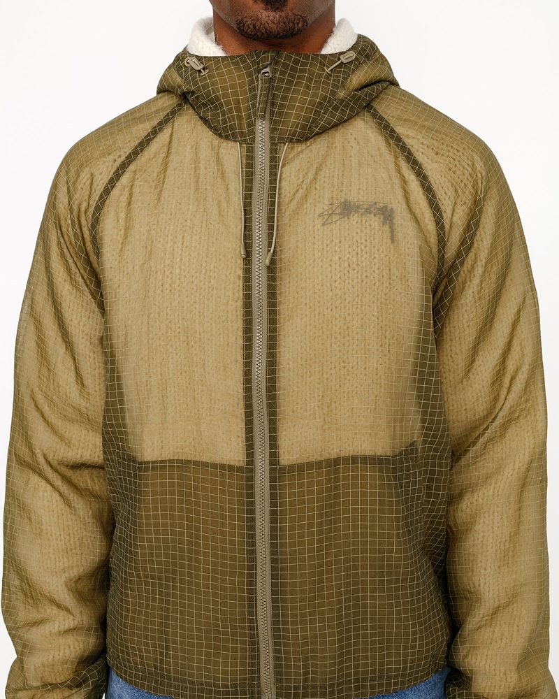 STUSSY BEACH SHELL TRANSPARENT RIPSTOP Vert Olive | STUSSY-56400