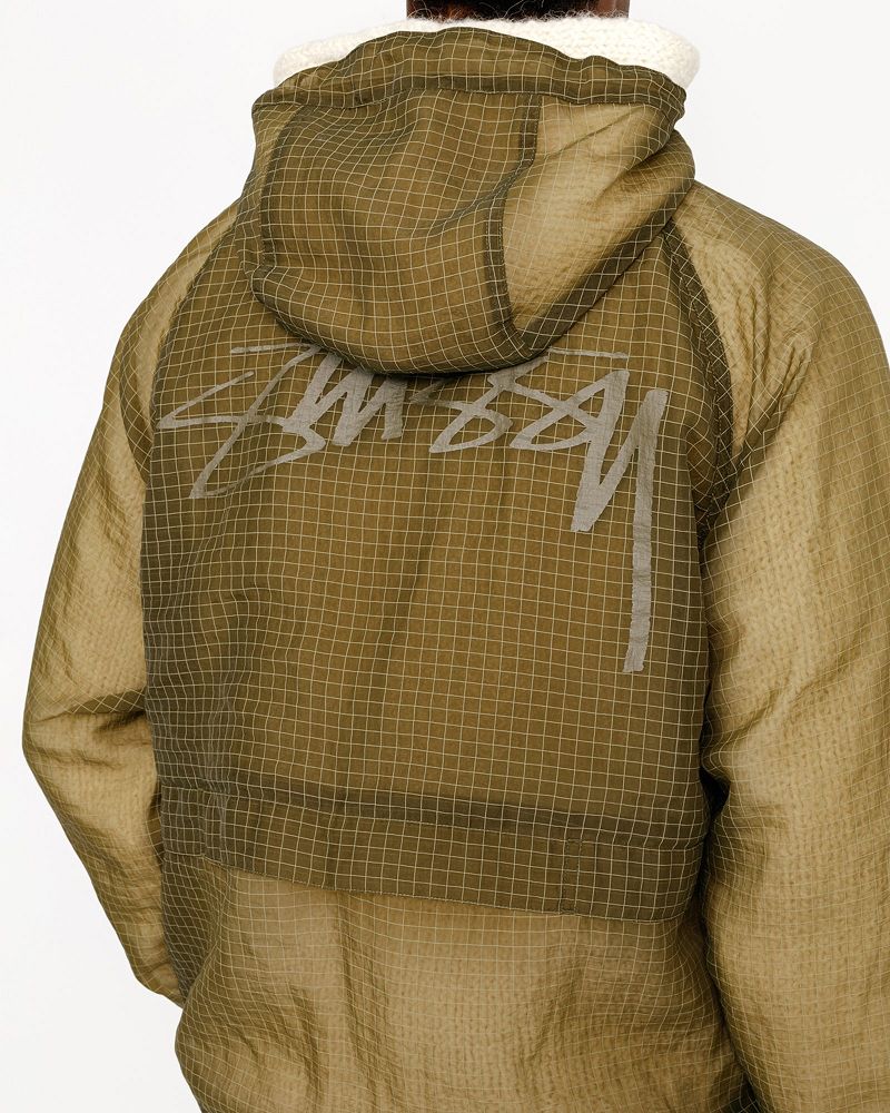 STUSSY BEACH SHELL TRANSPARENT RIPSTOP Vert Olive | STUSSY-56400