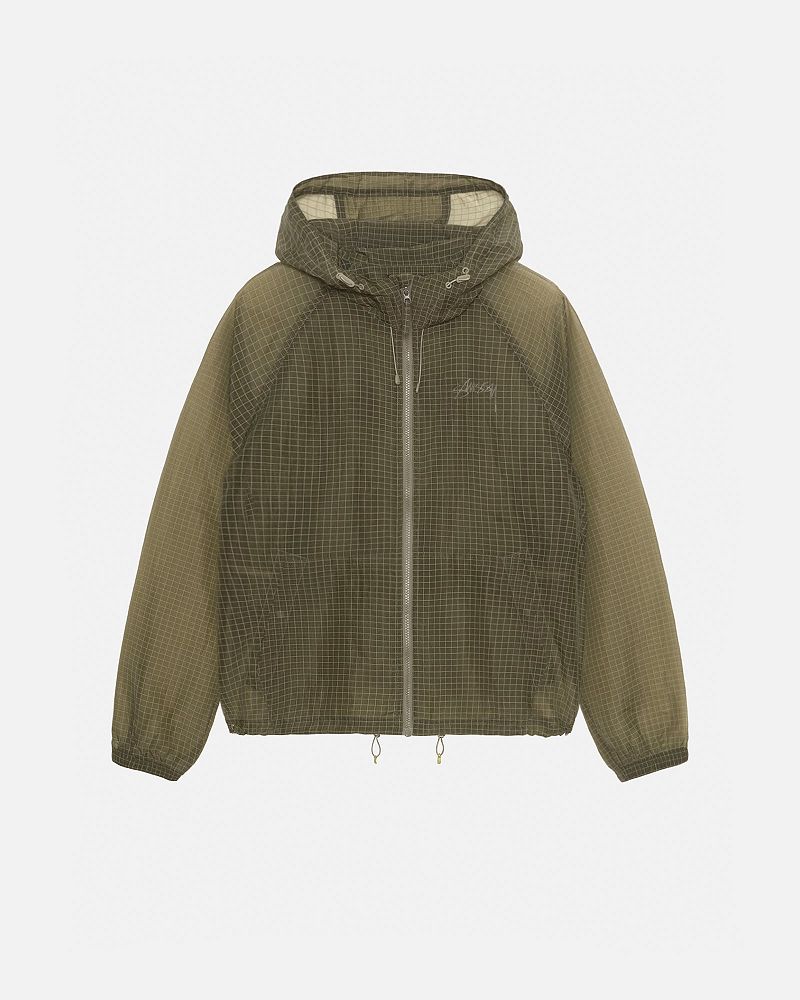 STUSSY BEACH SHELL TRANSPARENT RIPSTOP Vert Olive | STUSSY-56400