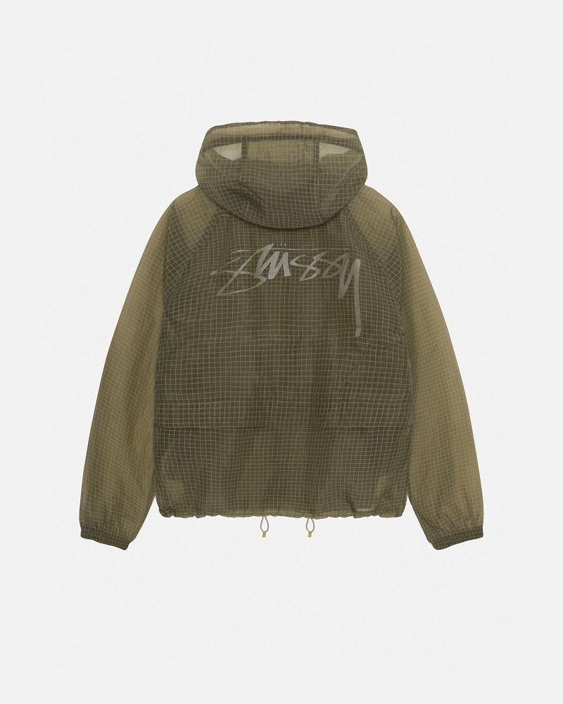 STUSSY BEACH SHELL TRANSPARENT RIPSTOP Vert Olive | STUSSY-56400