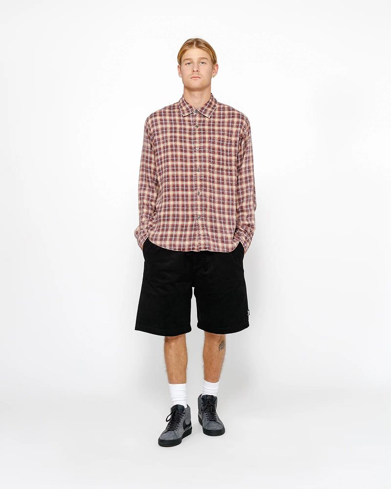 STUSSY BEACH SHORT BRUSHED COTTON Noir | STUSSY-56040