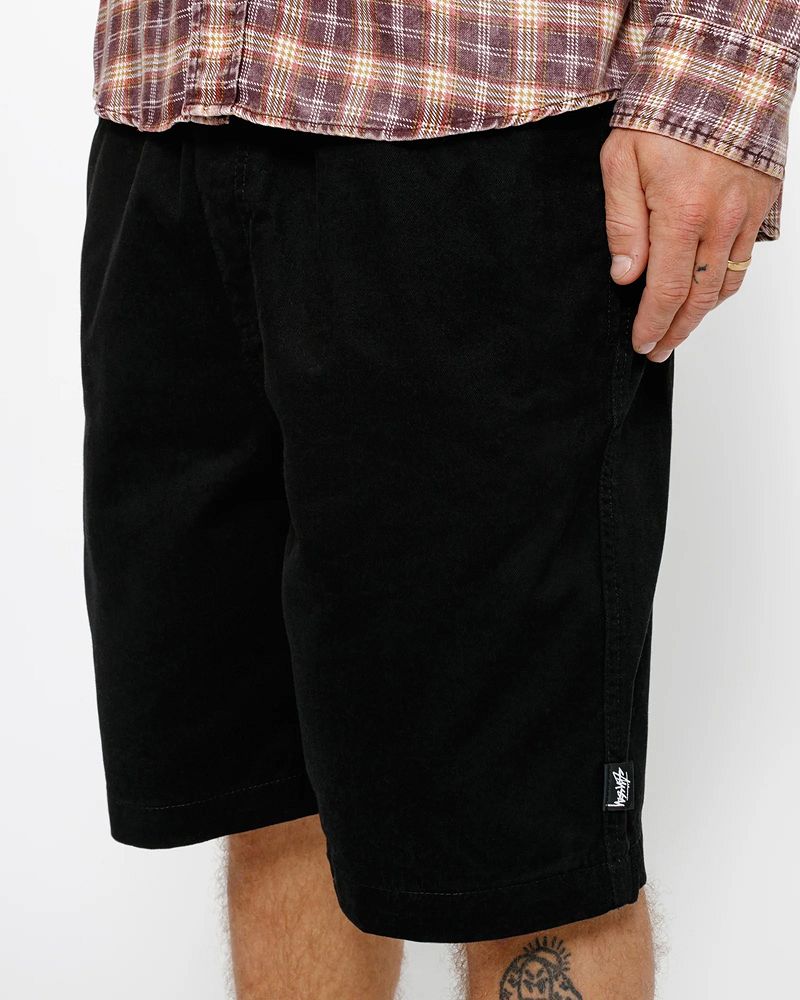 STUSSY BEACH SHORT BRUSHED COTTON Noir | STUSSY-56040