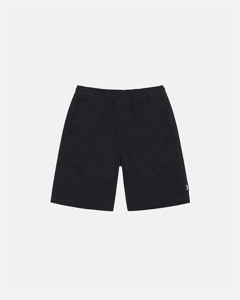 STUSSY BEACH SHORT BRUSHED COTTON Noir | STUSSY-56040