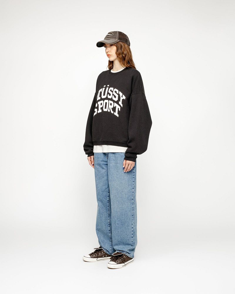 STUSSY BIG CRACKLE SPORT CREW Noir | STUSSY-56214