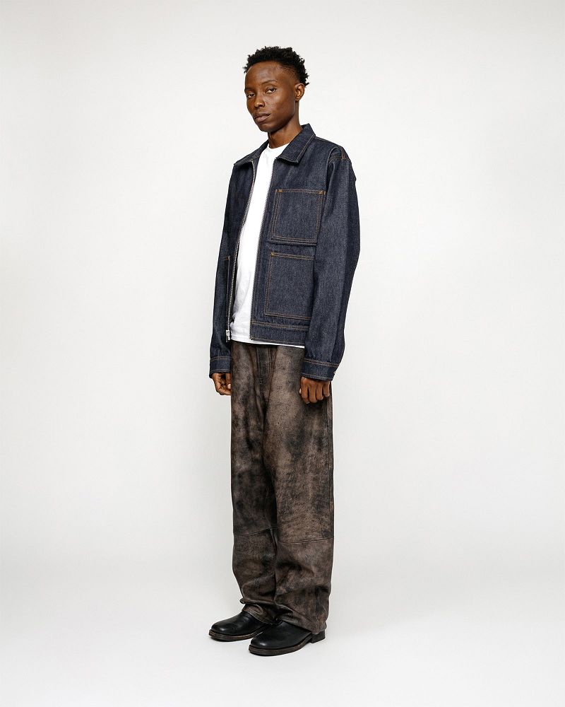 STUSSY BIG OL' JEAN STONEWASHED LEATHER Noir | STUSSY-56110