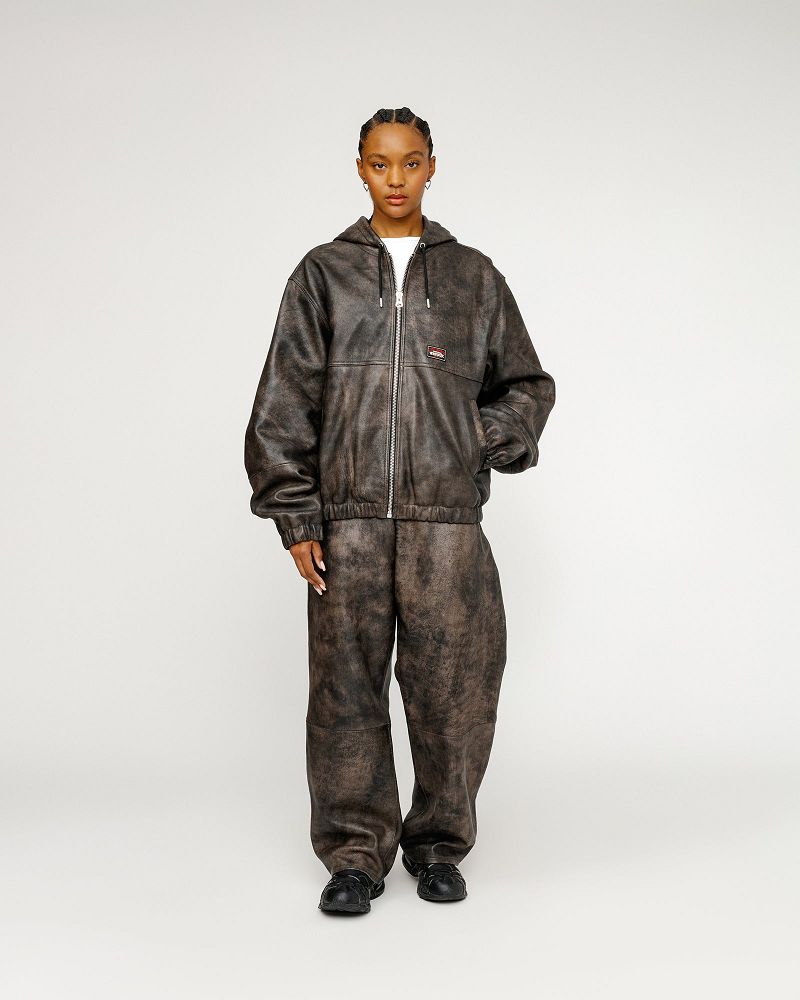 STUSSY BIG OL' JEAN STONEWASHED LEATHER Noir | STUSSY-56110