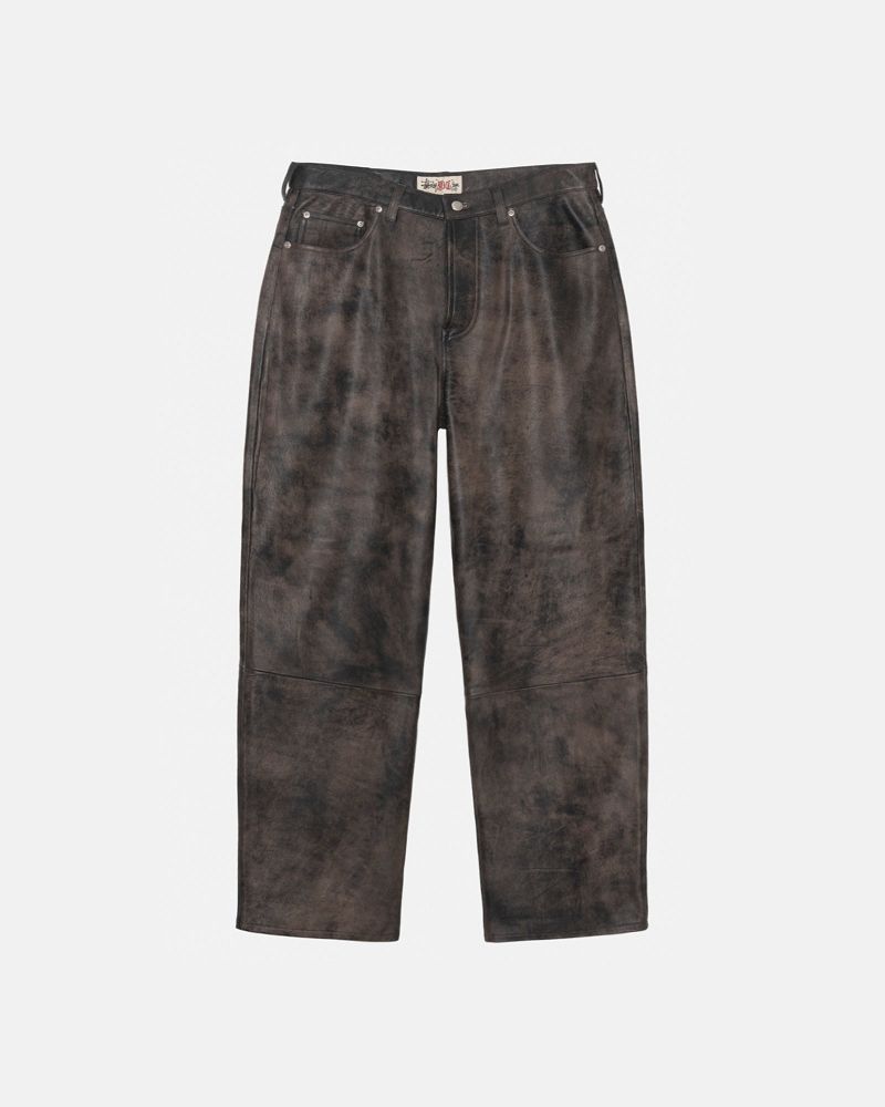 STUSSY BIG OL' JEAN STONEWASHED LEATHER Noir | STUSSY-56110