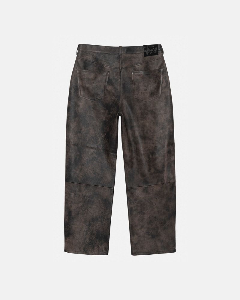 STUSSY BIG OL' JEAN STONEWASHED LEATHER Noir | STUSSY-56110
