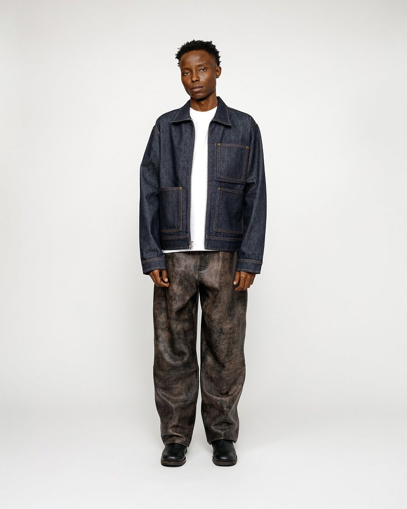 STUSSY BIG OL' JEAN STONEWASHED LEATHER Noir | STUSSY-56110