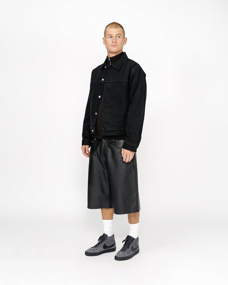 STUSSY BIG OL' SHORT LEATHER Noir | STUSSY-56065