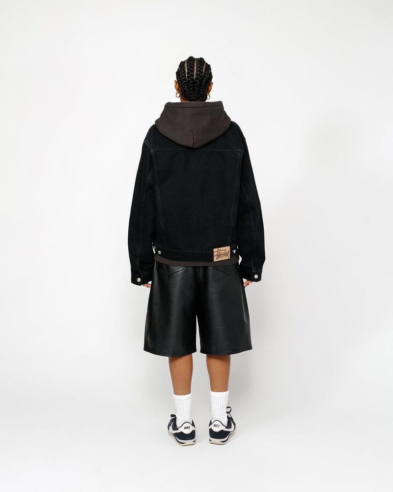 STUSSY BIG OL' SHORT LEATHER Noir | STUSSY-56065