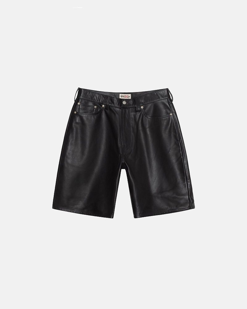 STUSSY BIG OL' SHORT LEATHER Noir | STUSSY-56065
