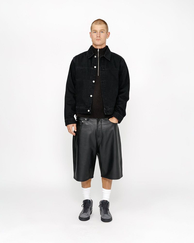 STUSSY BIG OL' SHORT LEATHER Noir | STUSSY-56065