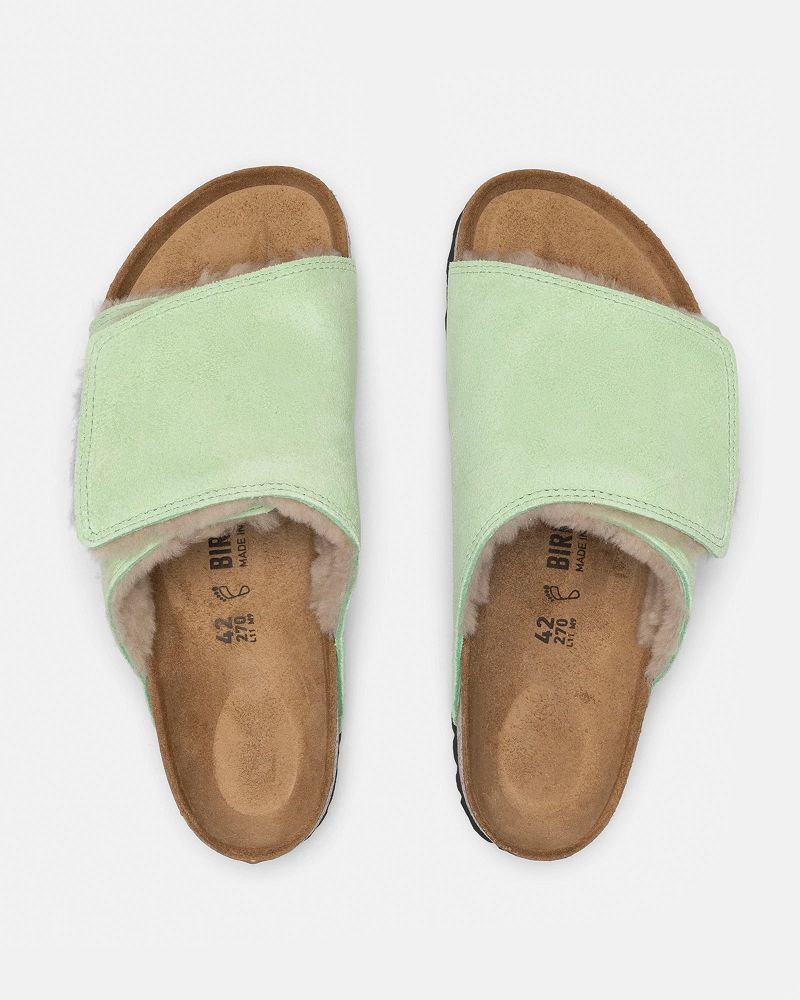 STUSSY BIRKENSTOCK SOLANA SHEARLING SLIDE Vert | STUSSY-55913