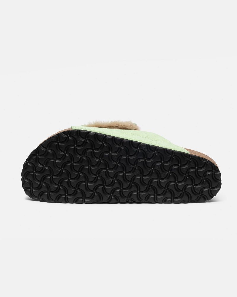STUSSY BIRKENSTOCK SOLANA SHEARLING SLIDE Vert | STUSSY-55913