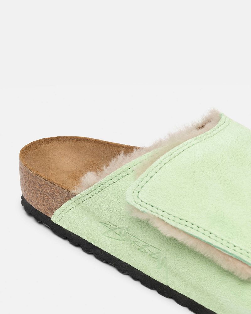 STUSSY BIRKENSTOCK SOLANA SHEARLING SLIDE Vert | STUSSY-55913