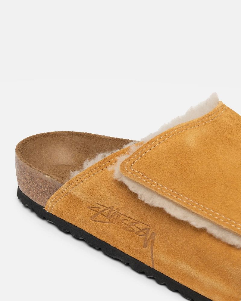 STUSSY BIRKENSTOCK SOLANA SHEARLING SLIDE Marron | STUSSY-55911