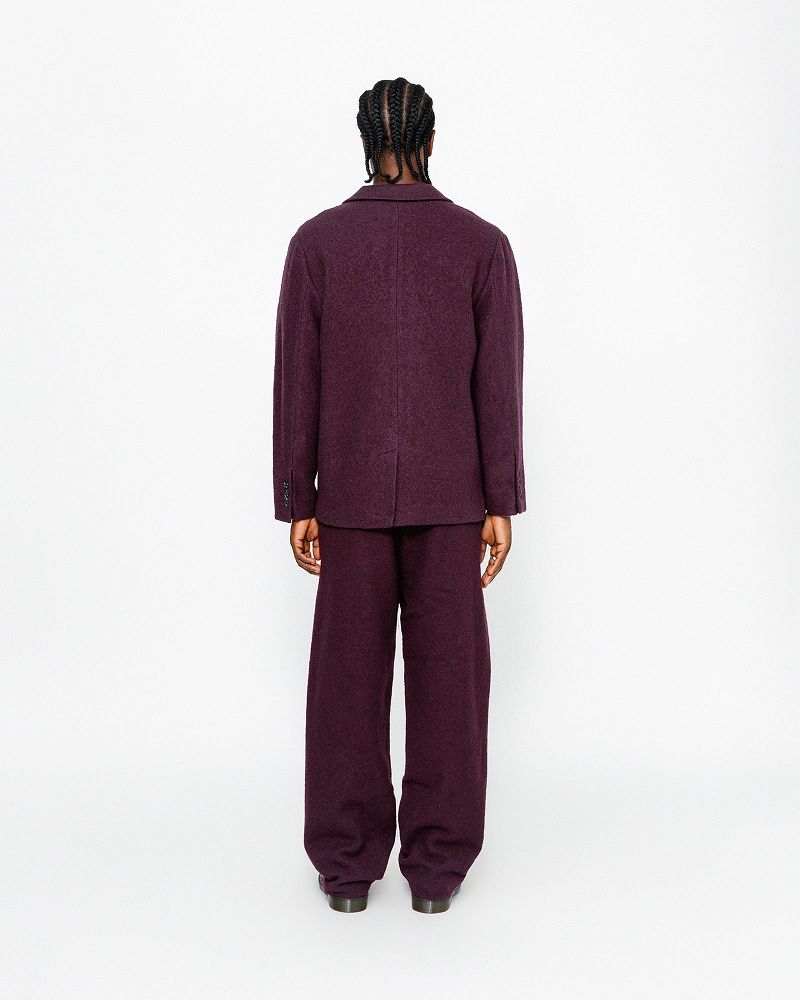 STUSSY BLAZER TEXTURED WOOL Bordeaux | STUSSY-56372