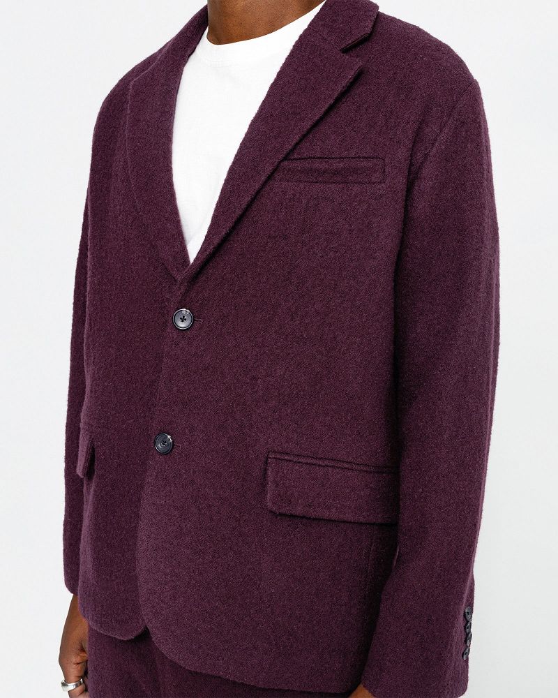 STUSSY BLAZER TEXTURED WOOL Bordeaux | STUSSY-56372