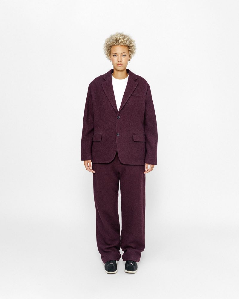 STUSSY BLAZER TEXTURED WOOL Bordeaux | STUSSY-56372