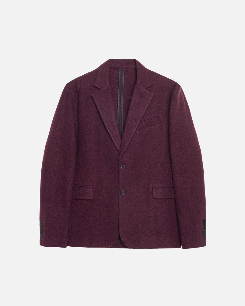 STUSSY BLAZER TEXTURED WOOL Bordeaux | STUSSY-56372
