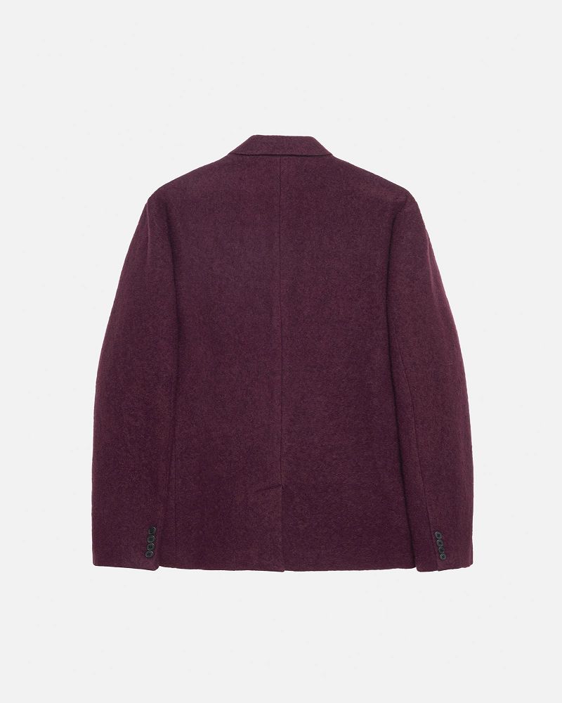 STUSSY BLAZER TEXTURED WOOL Bordeaux | STUSSY-56372