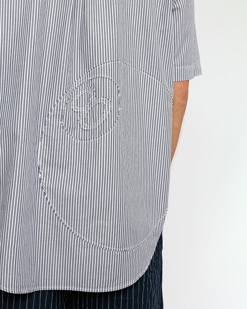 STUSSY BOXY SS SHIRT 8 BALL STRIPE Bleu Marine | STUSSY-56149