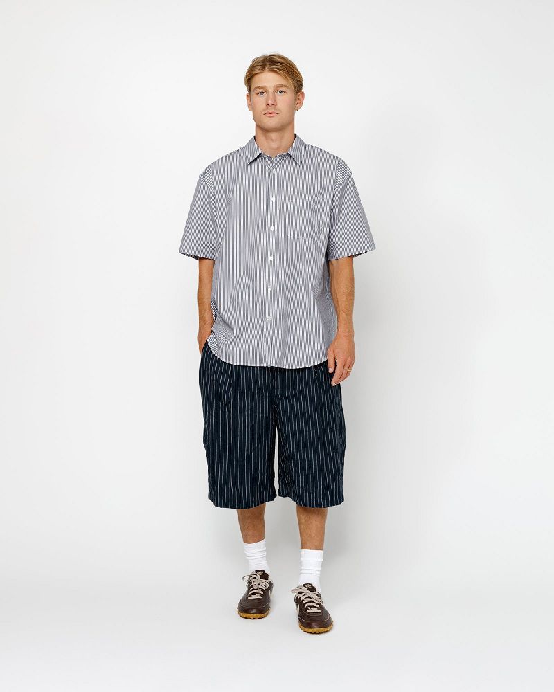 STUSSY BOXY SS SHIRT 8 BALL STRIPE Bleu Marine | STUSSY-56149
