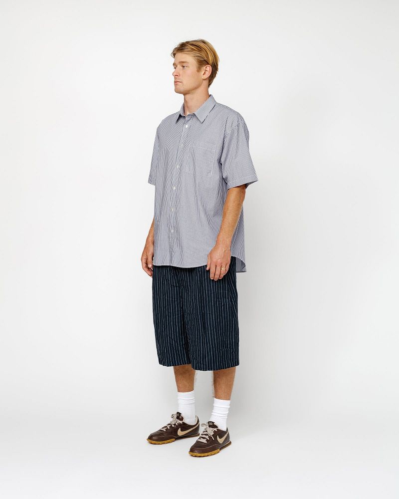 STUSSY BOXY SS SHIRT 8 BALL STRIPE Bleu Marine | STUSSY-56149