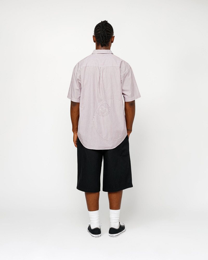 STUSSY BOXY SS SHIRT 8 BALL STRIPE Bordeaux | STUSSY-56148