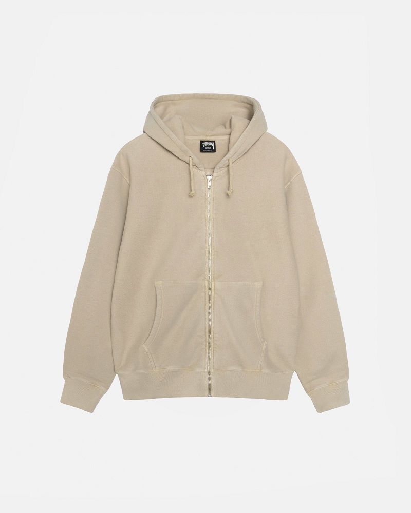 STUSSY BUANA ZIP HOODIE PIGMENT DYED Kaki | STUSSY-56259