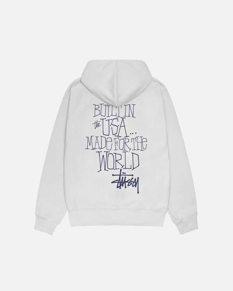 STUSSY BUILT IN USA HOODIE Grise Clair | STUSSY-55839