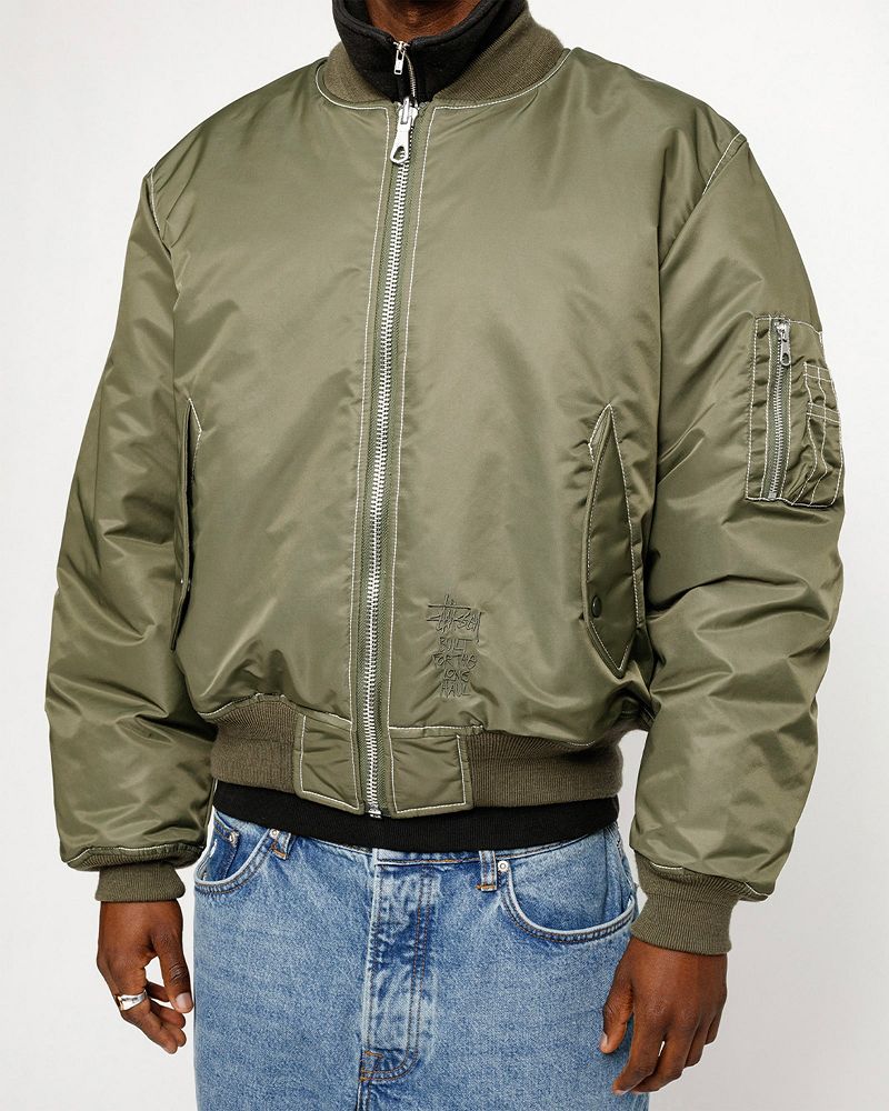 STUSSY BUILT REVERSIBLE BOMBER JACKET Vert Olive | STUSSY-56385