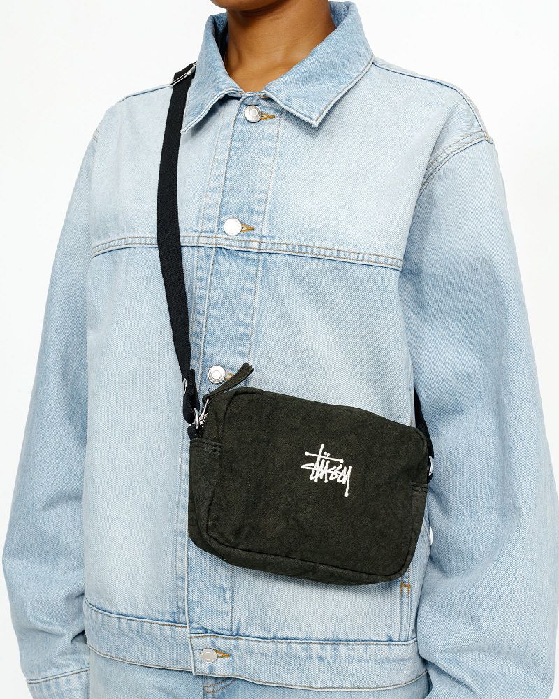 STUSSY CANVAS SIDE POUCH Noir | STUSSY-55896
