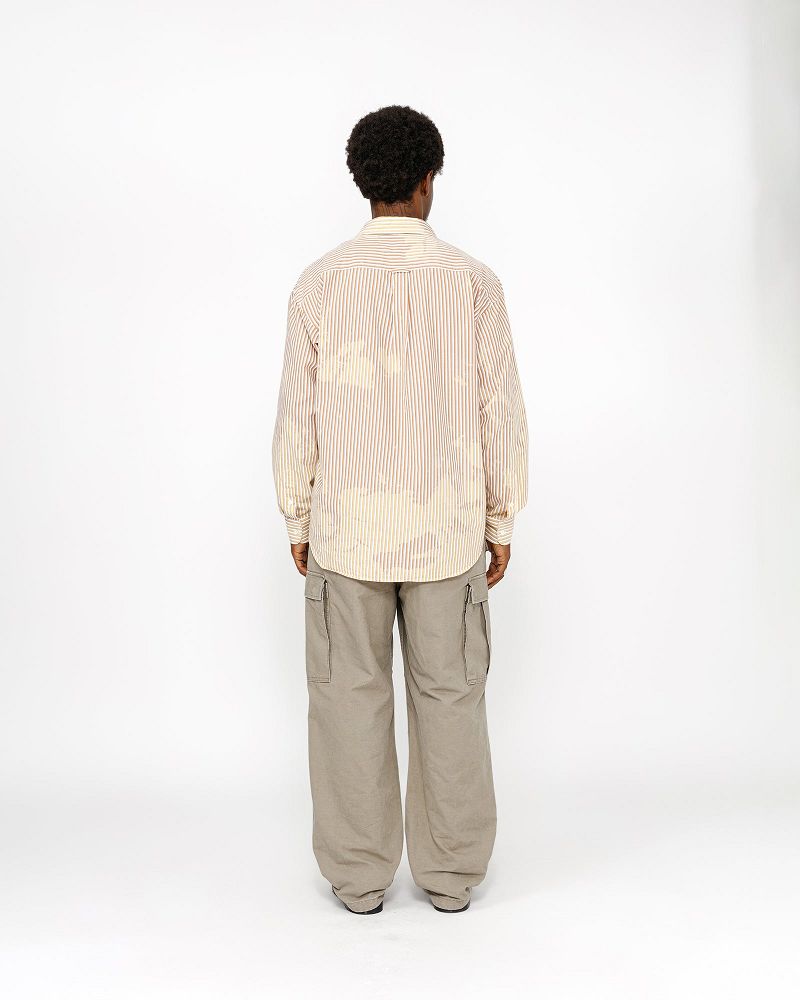 STUSSY CLASSIC LS SHIRT BLEACHED POPLIN Marron | STUSSY-56158