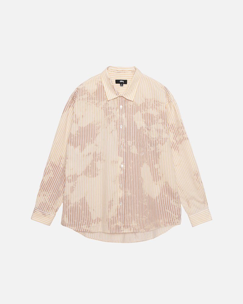 STUSSY CLASSIC LS SHIRT BLEACHED POPLIN Marron | STUSSY-56158