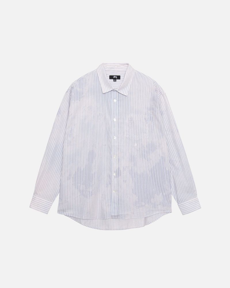 STUSSY CLASSIC LS SHIRT BLEACHED POPLIN Bleu | STUSSY-56157
