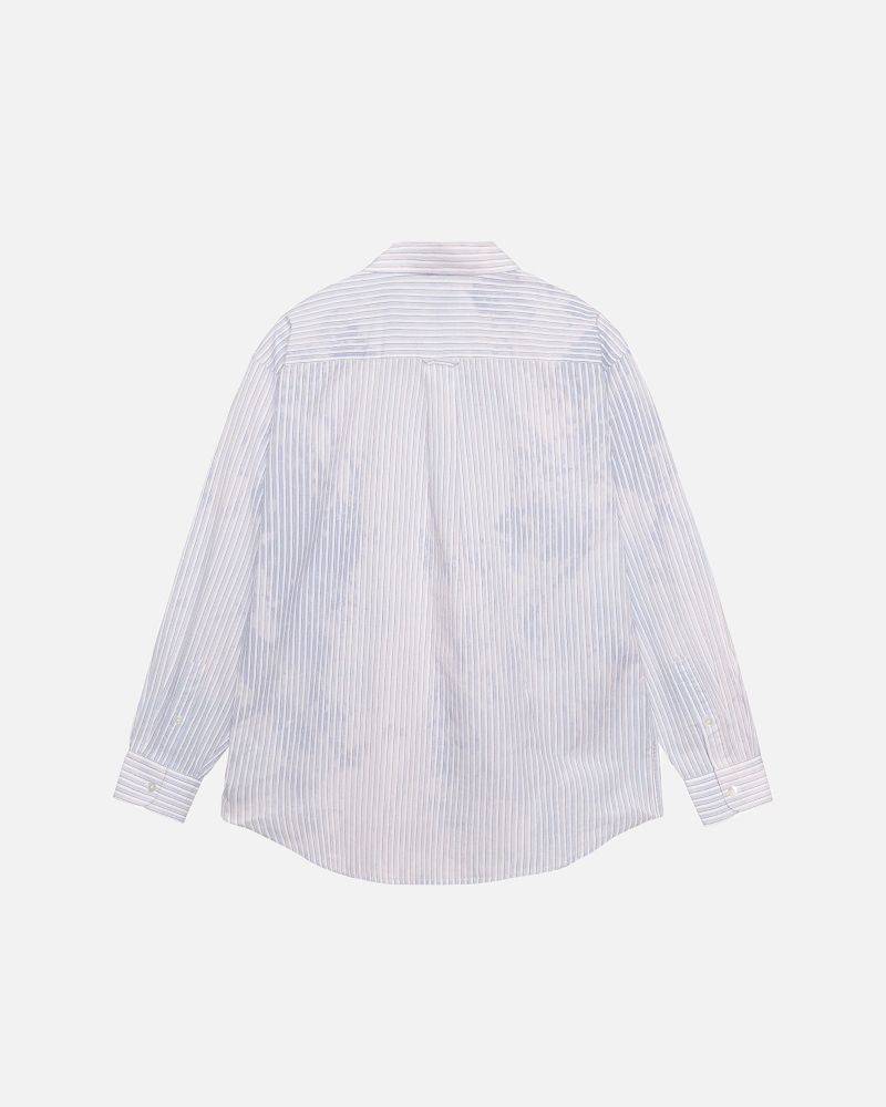 STUSSY CLASSIC LS SHIRT BLEACHED POPLIN Bleu | STUSSY-56157