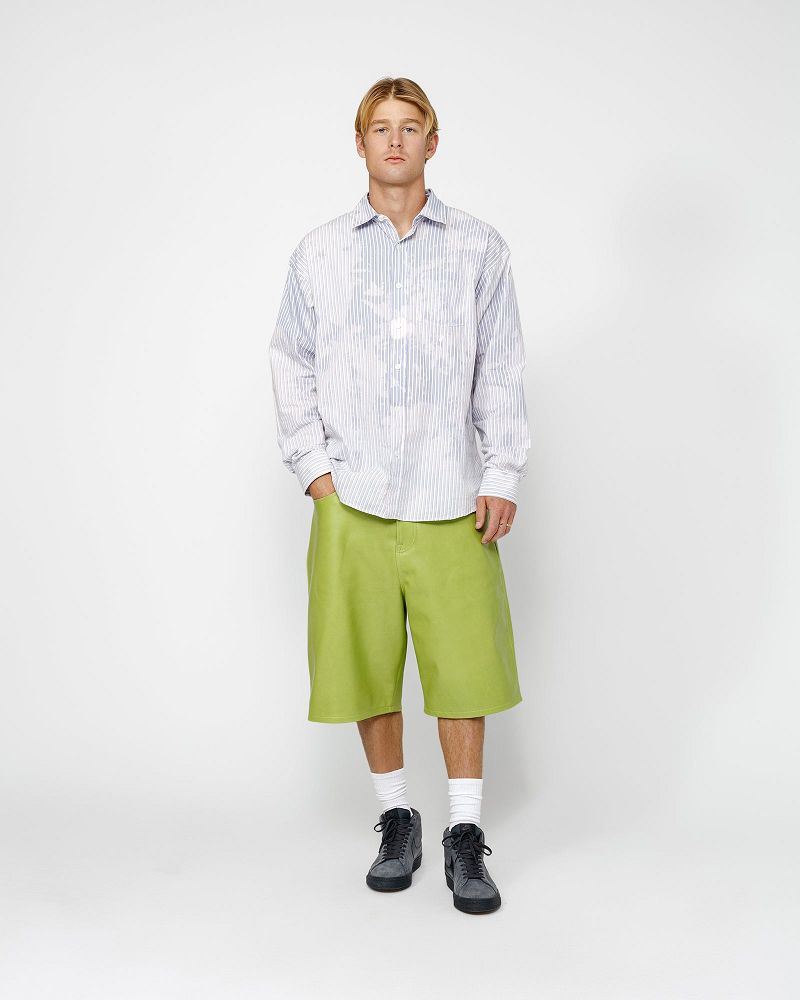 STUSSY CLASSIC LS SHIRT BLEACHED POPLIN Bleu | STUSSY-56157