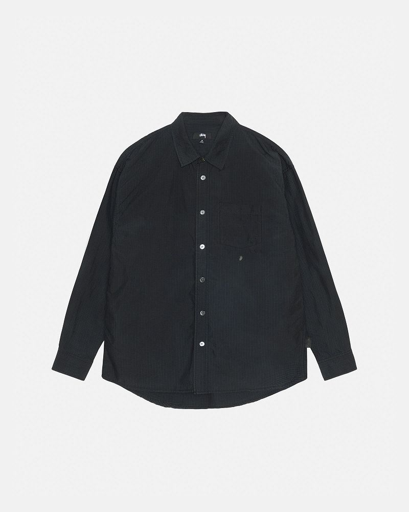 STUSSY CLASSIC LS SHIRT SPRAYED Bleu | STUSSY-56156