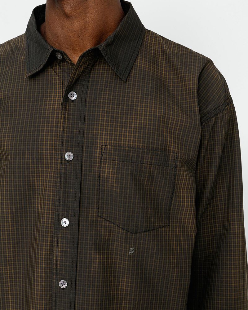 STUSSY CLASSIC LS SHIRT SPRAYED Marron | STUSSY-56155