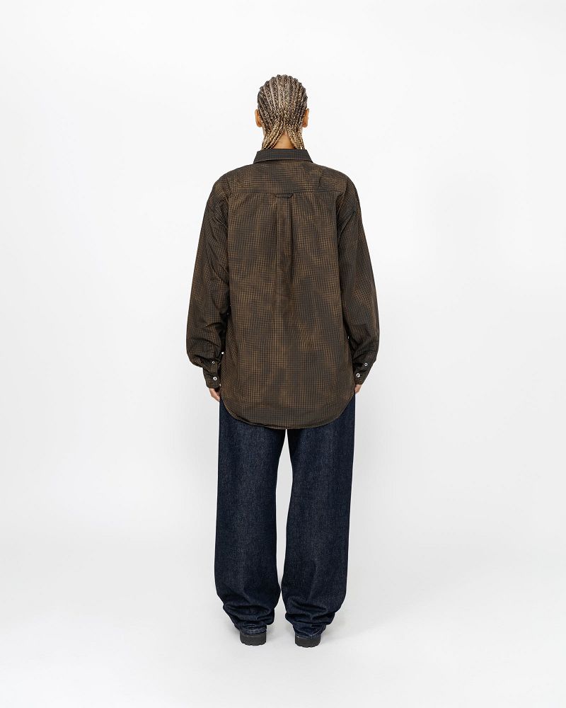 STUSSY CLASSIC LS SHIRT SPRAYED Marron | STUSSY-56155