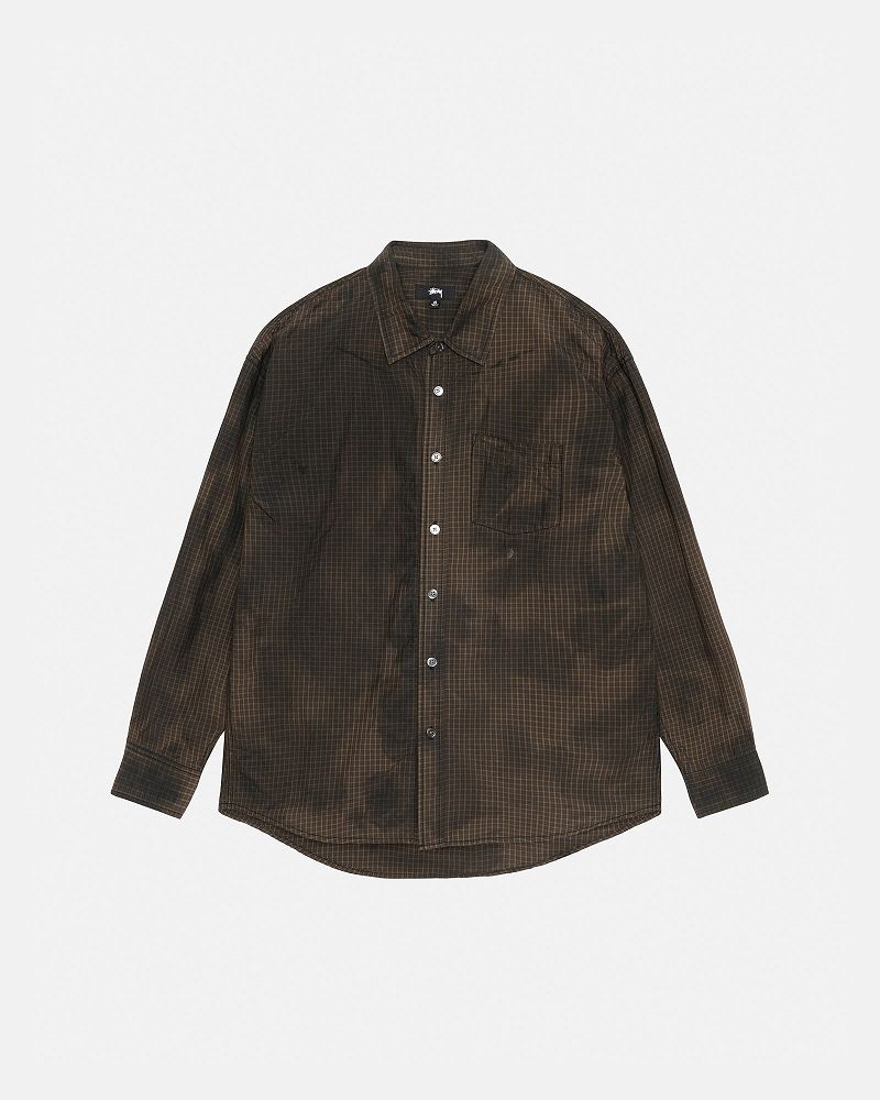 STUSSY CLASSIC LS SHIRT SPRAYED Marron | STUSSY-56155